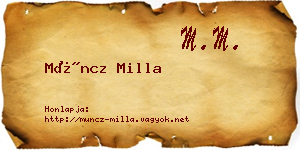 Müncz Milla névjegykártya